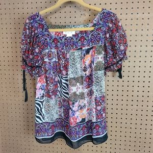 Patchwork peasant top size medium sheer